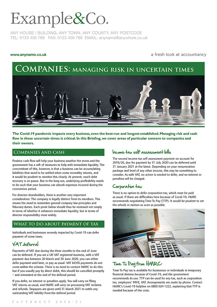 Companies: managing risk in uncertain times