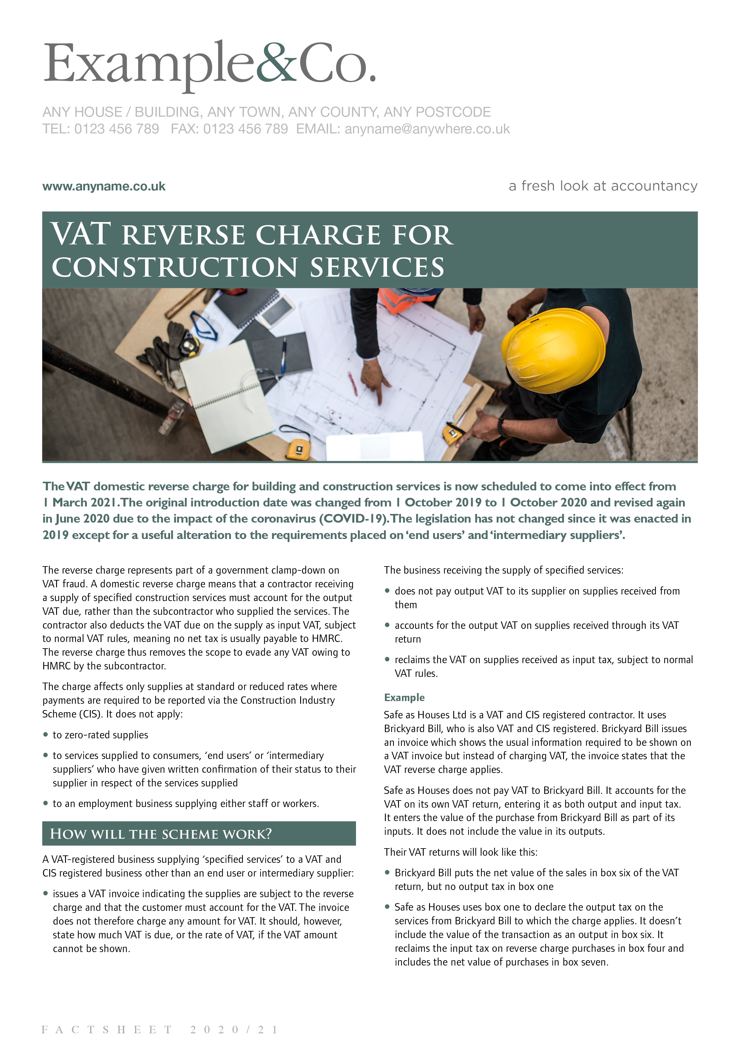 VAT reverse charge for construction services | Practice Track